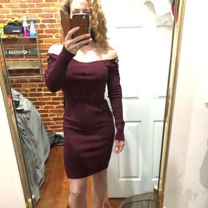 Off shoulder sweater dress